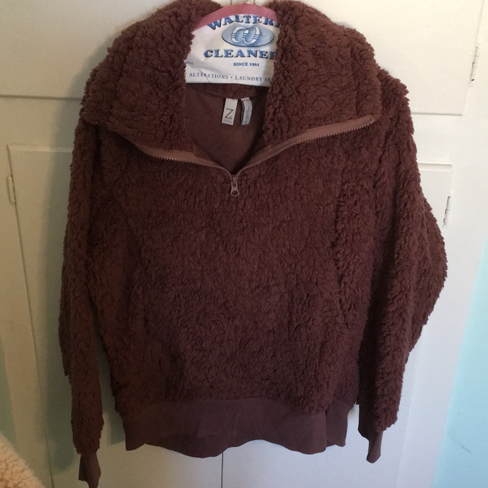 Brand new never been worn burgundy teddy jacket